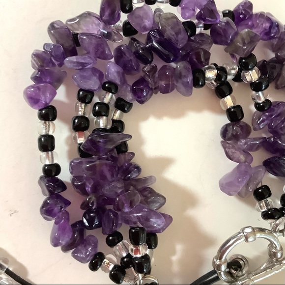 Handmade amethyst multi strand stack bracelet - Picture 3 of 8